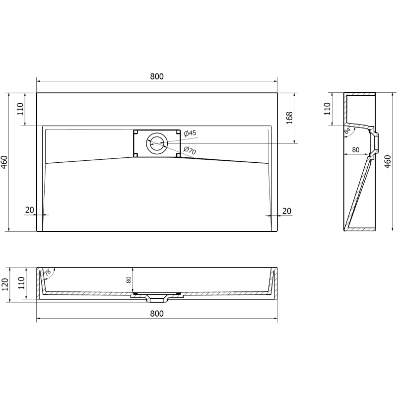 Mexen Ava chiuvetă deasupra blatului din conglomerat B/O 80 x 46 cm, albă - 23018000