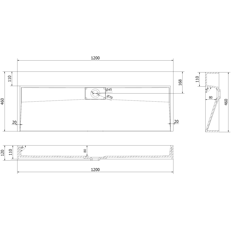Mexen Ava chiuvetă deasupra blatului din conglomerat B/O 120 x 46 cm, neagră - 23011270