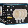 Mexen Vintis 3x Bec LED filament E27, G95, 2W, Cald - 2200K, 180 lm, chihlimbar - L157-E27-0222-50x03