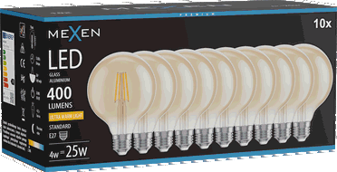 Mexen Vintis 10x Bec LED cu filament E27, G95, 4W, Caldă - 2200K, 400 lm, ambra - L157-E27-0422-50x10