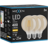 Mexen Vintis 3x Bec LED filament E27, G95, 4W, Cald - 2700K, 400 lm, chihlimbar - L157-E27-0427-50x03