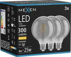 Mexen Vintis 3x LED filament izzó E27, G95, 4W, Meleg - 2700K, 300 lm, füst színű - L157-E27-0427-70x03