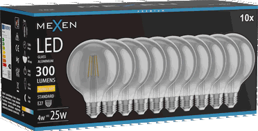 Mexen Vintis 10x Bec LED cu filament E27, G95, 4W, Cald - 2700K, 300 lm, fumuriu - L157-E27-0427-70x10