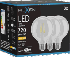 Mexen Vintis 3x Bec filament LED E27, G95, 6W, Cald - 2700K, 720 lm, clar - L157-E27-0627-00x03