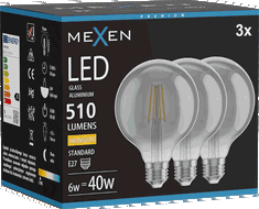 Mexen Vintis 3x Bec LED cu filament E27, G95, 6W, Cald - 2700K, 510 lm, fumuriu - L157-E27-0627-70x03