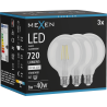 Mexen Vintis 3x LED szálas izzó E27, G95, 6W, Semleges - 4000K, 720 lm, átlátszó - L157-E27-0640-00x03