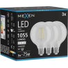 Mexen Vintis 3x Bec LED filament E27, G95, 8W, Neutrală - 4000K, 1055 lm, clear - L157-E27-0840-00x03