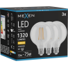 Mexen Vintis 3x LED filament izzó E27, G95, 10W, Meleg - 2700K, 1320 lm, átlátszó - L157-E27-1027-00x03
