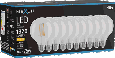 Mexen Vintis 10x Bec cu filament LED E27, G95, 10W, Caldă - 2700K, 1320 lm, clar - L157-E27-1027-00x10