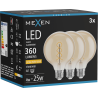 Mexen Vintis 3x Filament spirál LED izzó E27, G95, 4W, Meleg - 2200K, 360 lm, borostyán - L167-E27-0422-50x03