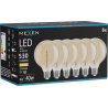 Mexen Vintis 6x Spirál filament LED izzó E27, G95, 6W, Meleg - 2700K, 530 lm, borostyánsárga - L167-E27-0627-50x06