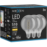 Mexen Vintis 3x Spirál filament LED izzó E27, G95, 6W, Meleg - 2700K, 510 lm, füstszínű - L167-E27-0627-70x03
