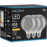 Mexen Vintis 3x Bec cu filament spirală LED E27, G95, 8W, Calda - 2200K, 450 lm, fumuriu - L167-E27-0822-70x03