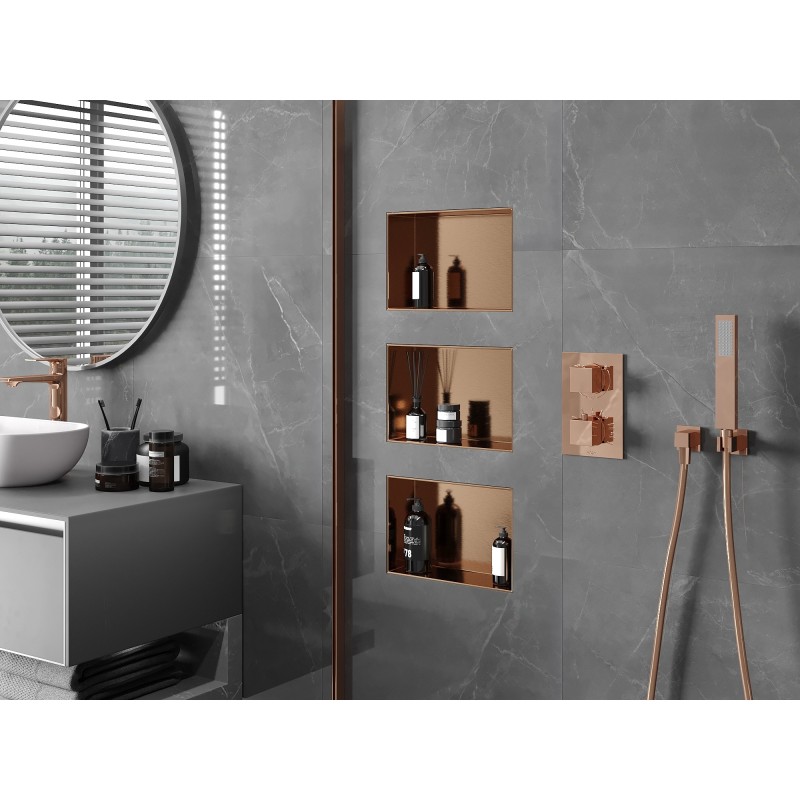 Mexen X-Wall-NR raft încastrat fără flanșă 30 x 20 cm, cupru periat - 19C1302010