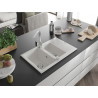 Mexen Gaspar chiuvetă din granit cu 1,5 camere cu scurgător și baterie de bucătărie Rita, alb - 6507-20-670300-00