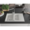 Mexen Gaspar chiuvetă de granit cu 1,5 compartimente și scurgător cu baterie de bucătărie Rita, albă - 6507-20-670300-00