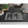 Mexen Gaspar chiuvetă de granit cu 1,5 boluri și scurgător și baterie de bucătărie Rita, gri - 6507-71-670300-70