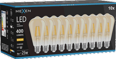 Mexen Vintis 10x Bec filament LED E27, ST64, 4W, Cald - 2700K, 400 lm, chihlimbar - L152-E27-0427-50x10