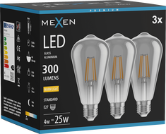 Mexen Vintis 3x LED filament izzó E27, ST64, 4W, Meleg - 2700K, 300 lm, füstös - L152-E27-0427-70x03