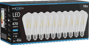 Mexen Vintis 10x Bec LED filament E27, ST64, 4W, Rece - 6500K, 470 lm, transparent - L152-E27-0465-00x10