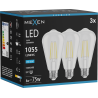 Mexen Vintis 3x LED filament izzó E27, ST64, 8W, Hideg - 6500K, 1055 lm, átlátszó - L152-E27-0865-00x03