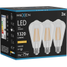 Mexen Vintis 3x LED izzószálas izzó E27, ST64, 10W, Meleg - 2200K, 1320 lm, átlátszó - L152-E27-1022-00x03