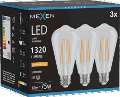 Mexen Vintis 3x Bec LED Filament E27, ST64, 10W, Caldă - 2200K, 1320 lm, clar - L152-E27-1022-00x03
