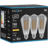 Mexen Vintis 3x LED filament izzó E27, ST64, 10W, Meleg - 2200K, 780 lm, füst - L152-E27-1022-70x03