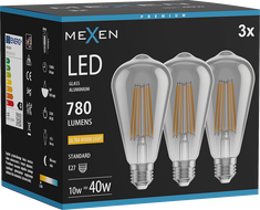 Mexen Vintis 3x LED filament izzó E27, ST64, 10W, Meleg - 2200K, 780 lm, füst - L152-E27-1022-70x03