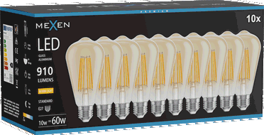 Mexen Vintis 10x Bec LED Filament E27, ST64, 10W, Cald - 2700K, 910 lm, chihlimbar - L152-E27-1027-50x10