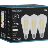 Mexen Vintis 3x Bec LED filament E27, ST64, 10W, Neutră - 4000K, 1320 lm, transparent - L152-E27-1040-00x03