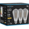 Mexen Vintis 3x Bec Filament Spirală LED E27, ST64, 4W, Caldă - 2200K, 220 lm, fumuriu - L162-E27-0422-70x03