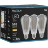 Mexen Vintis 3x LED filament spirál izzó E27, ST64, 6W, Meleg - 2700K, 510 lm, füstös - L162-E27-0627-70x03