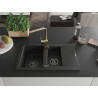 Mexen Gaspar chiuvetă de bucătărie din granit 1,5-camere cu scurgere și baterie Rita, negru - 6507-77-670300-50-B