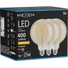 Mexen Vintis 3x Bec cu filament LED E27, G125, 4W, Cald - 2200K, 400 lm, chihlimbar - L158-E27-0422-50x03