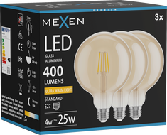 Mexen Vintis 3x Bec cu filament LED E27, G125, 4W, Cald - 2200K, 400 lm, chihlimbar - L158-E27-0422-50x03