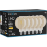 Mexen Vintis 6x LED filament izzó E27, G125, 6W, Meleg - 2700K, 600 lm, borostyán - L158-E27-0627-50x06