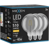 Mexen Vintis 3x LED filament izzó E27, G125, 6W, Meleg - 2700K, 510 lm, füstszínű - L158-E27-0627-70x03