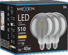 Mexen Vintis 3x Bec filament LED E27, G125, 6W, Cald - 2700K, 510 lm, fumuriu - L158-E27-0627-70x03