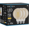 Mexen Vintis 3x LED filament izzó E27, G125, 8W, Meleg - 2700K, 750 lm, borostyán - L158-E27-0827-50x03