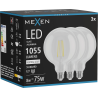 Mexen Vintis 3x Bec flashing filament LED E27, G125, 8W, Neutră - 4000K, 1055 lm, clar - L158-E27-0840-00x03