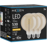Mexen Vintis 3x Bec cu filament spirală LED E27, G125, 6W, Caldă - 2200K, 530 lm, amber - L168-E27-0622-50x03