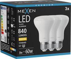 Mexen Nova 3x Bec LED E27, R63, 8W, Caldă - 3000K, 840 lm - L104-E27-0830-01x03