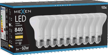 Mexen Nova 10x Bec LED E27, R63, 8W, Caldă - 3000K, 840 lm - L104-E27-0830-01x10