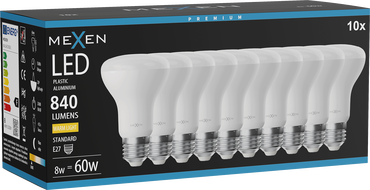 Mexen Nova 10x LED izzó E27, R63, 8W, Meleg - 3000K, 840 lm - L104-E27-0830-01x10