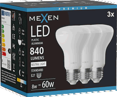 Mexen Nova 3x Bec LED E27, R63, 8W, Neutră - 4000K, 840 lm - L104-E27-0840-01x03