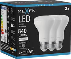 Mexen Nova 3x LED izzó E27, R63, 8W, Semleges - 4000K, 840 lm - L104-E27-0840-01x03