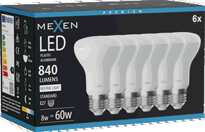 Mexen Nova 6x Bec LED E27, R63, 8W, Neutru - 4000K, 840 lm - L104-E27-0840-01x06