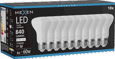 Mexen Nova 10x Bec LED E27, R63, 8W, Neutru - 4000K, 840 lm - L104-E27-0840-01x10