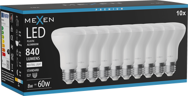 Mexen Nova 10x LED izzó E27, R63, 8W, Semleges - 4000K, 840 lm - L104-E27-0840-01x10